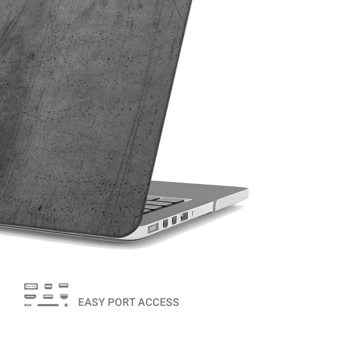 Urban Slate laptop case with grey concrete texture and slim matte hard shell design