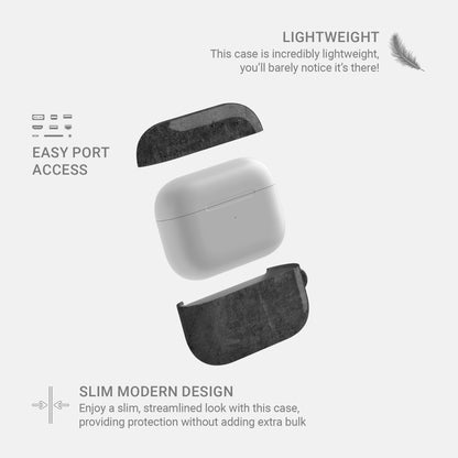 Urban Slate AirPods tough case with grey concrete texture and glossy hard shell finish
