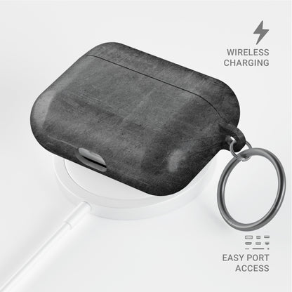 Urban Slate AirPods tough case with grey concrete texture and glossy hard shell finish