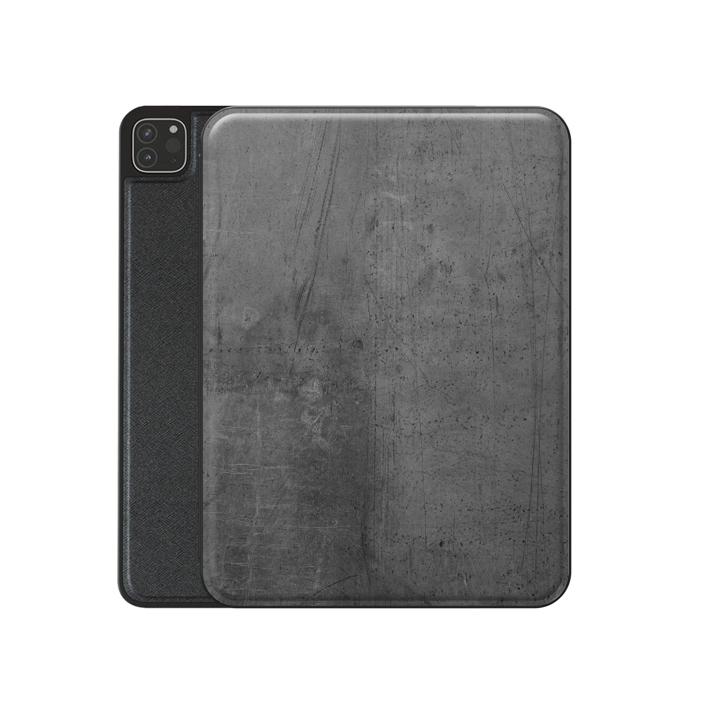 Urban Slate Apple iPad case with concrete style texture, vegan leather finish and Apple Pencil holder