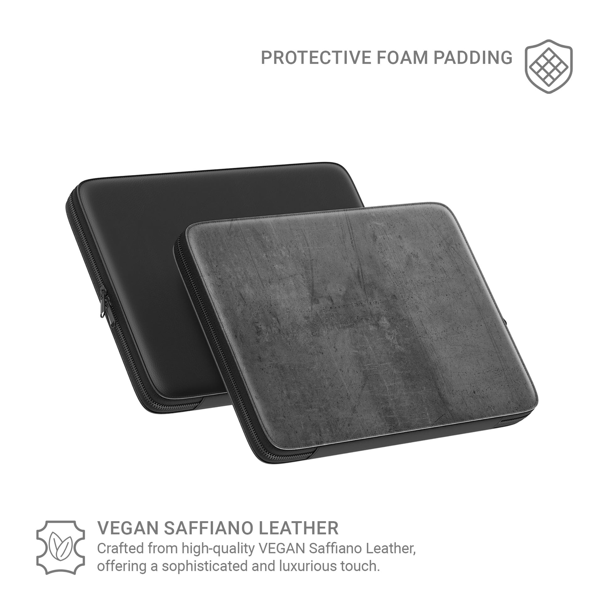 Urban Slate laptop case with grey concrete-style texture and slim padded sleeve design for everyday laptop protection