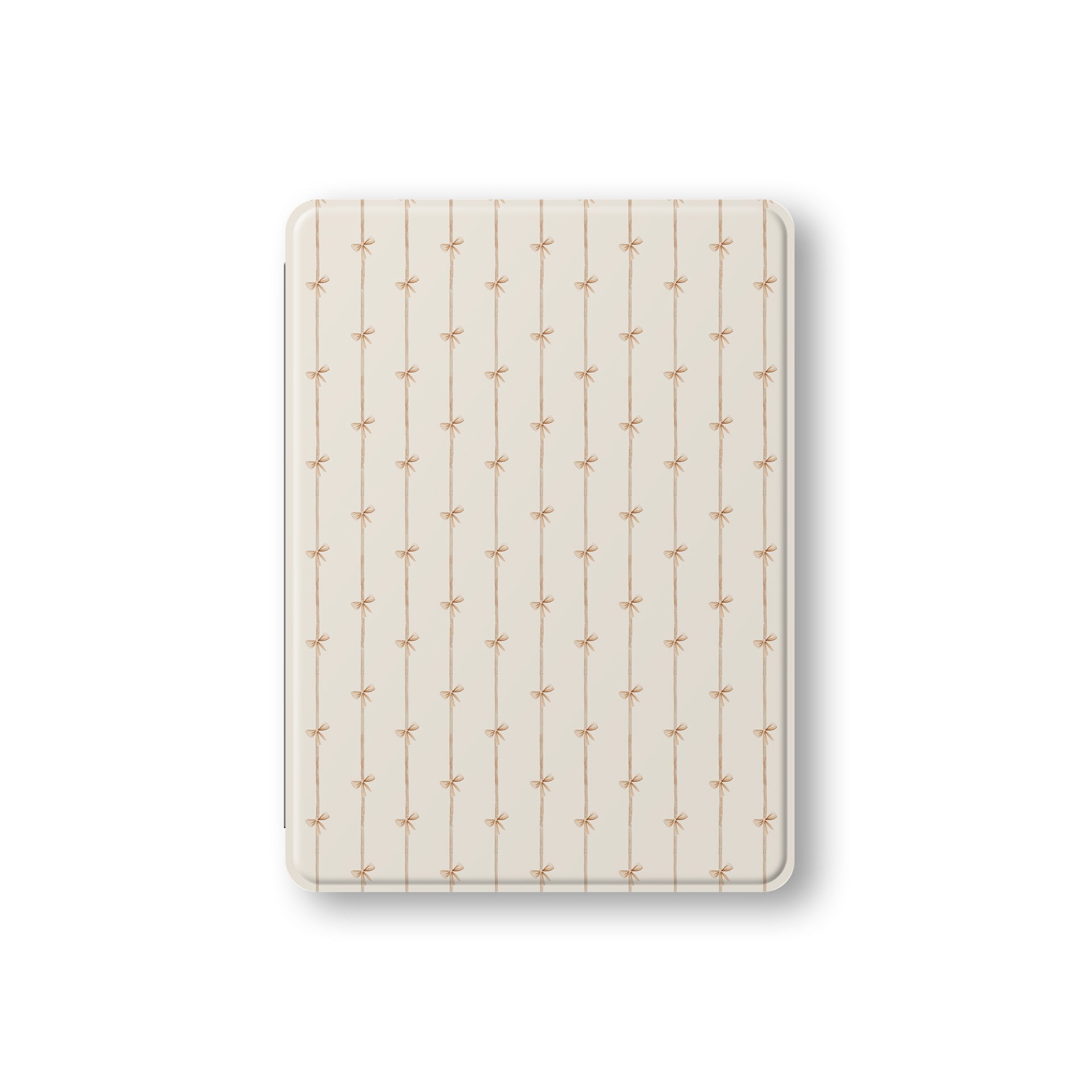 Durable iPad case with chic ribbon bow artwork and pencil holder slot