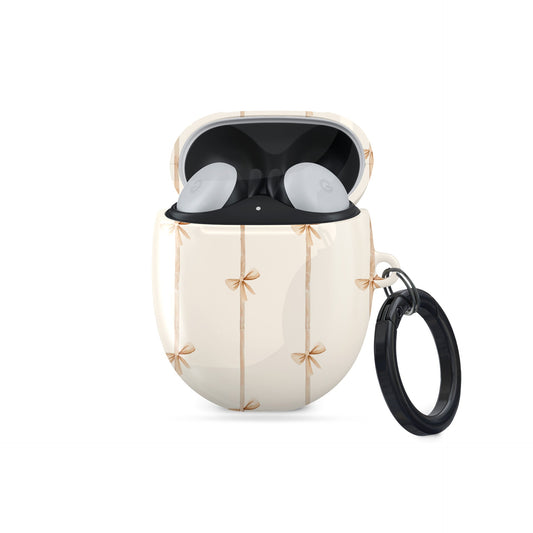 Protective Pixel Buds Pro case in playful ribbon bow design