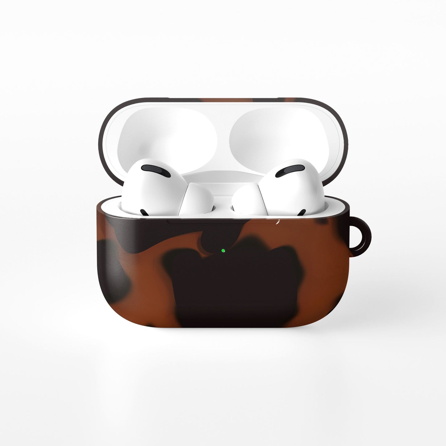 Amber Eclipse AirPods tough case with tortoiseshell pattern, dual layer design, and glossy finish for everyday protection.