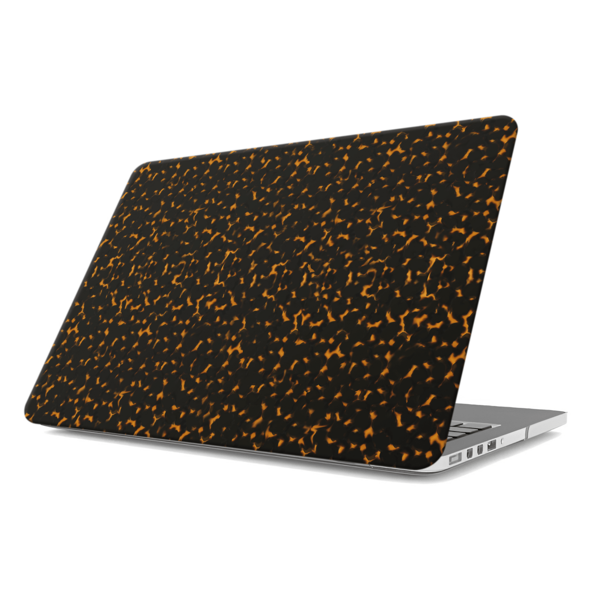 Amber Eclipse MacBook Case in matte tortoiseshell brown design – slim protective laptop cover from Case & Charm.