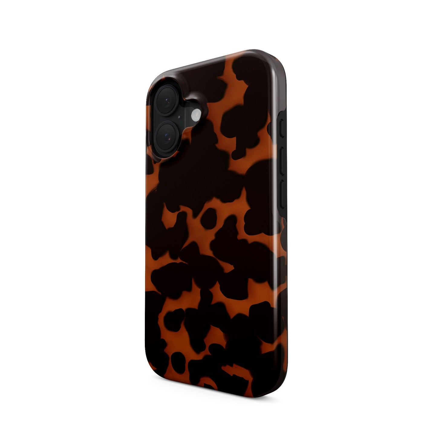 Amber Eclipse MagSafe tough phone case with tortoise shell pattern, dual layer build, and magnetic charging compatibility.