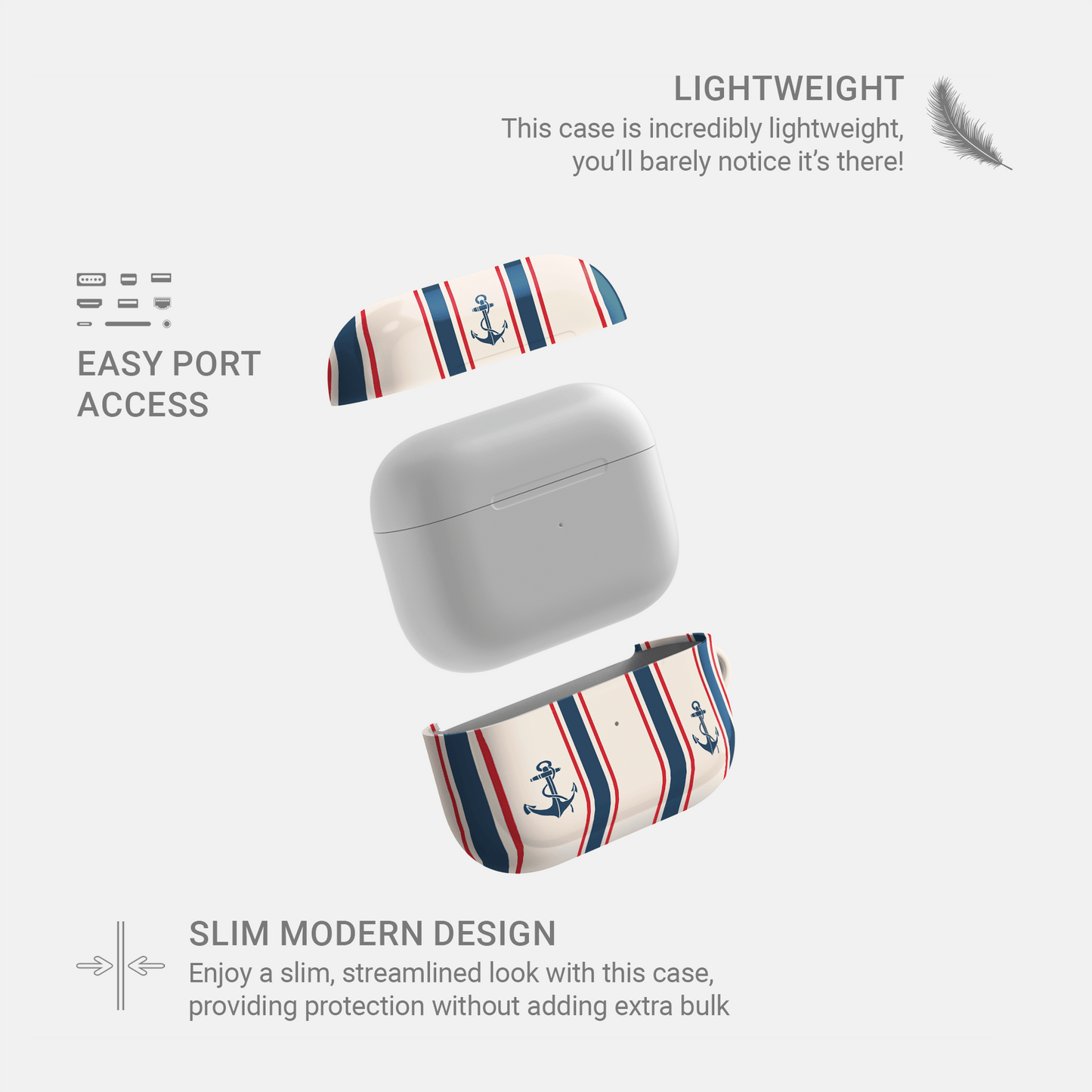 Anchor‑Watch Lines | Apple AirPods Tough Case - Case & Charm