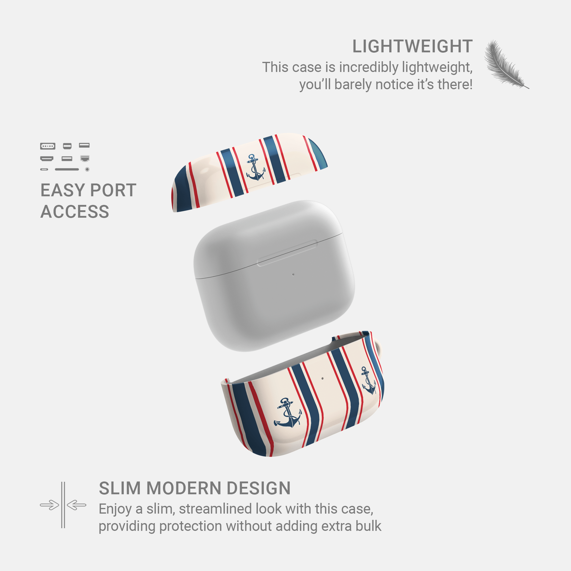 Anchor‑Watch Lines | Apple AirPods Tough Case - Case & Charm