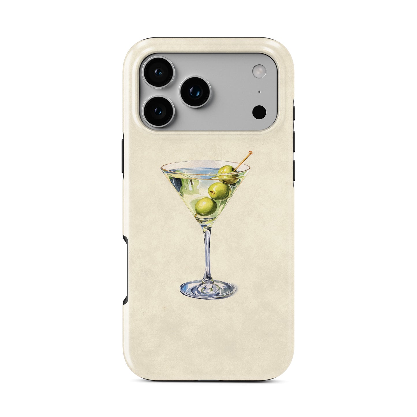 martini phone case with olives on neutral background aesthetic magsafe tough iphone case