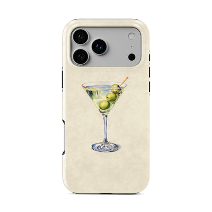 martini phone case with olives on neutral background aesthetic magsafe tough iphone case