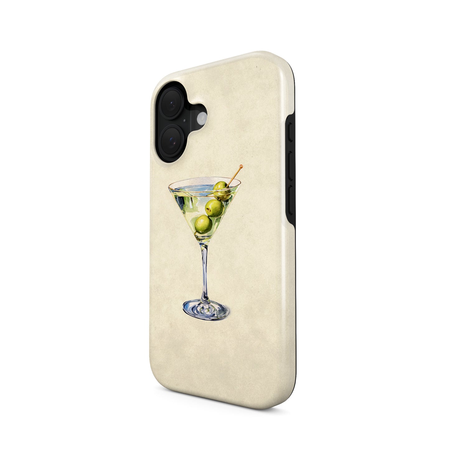 martini phone case with olives on neutral background aesthetic magsafe tough iphone case