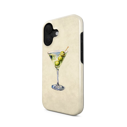 martini phone case with olives on neutral background aesthetic magsafe tough iphone case