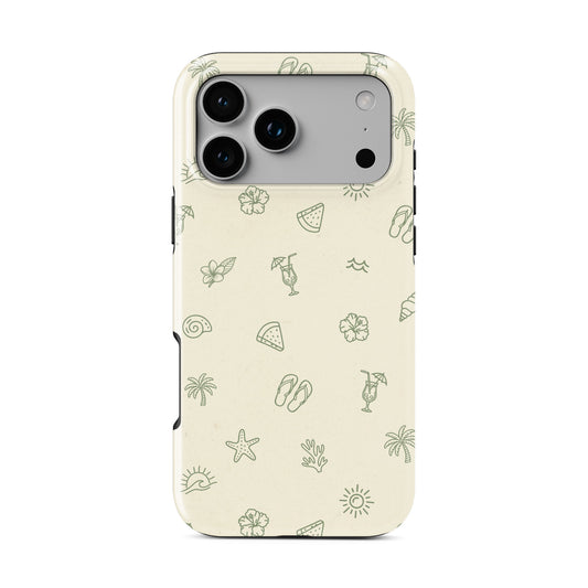 beach aesthetic phone case with tropical icons magsafe tough iphone case
