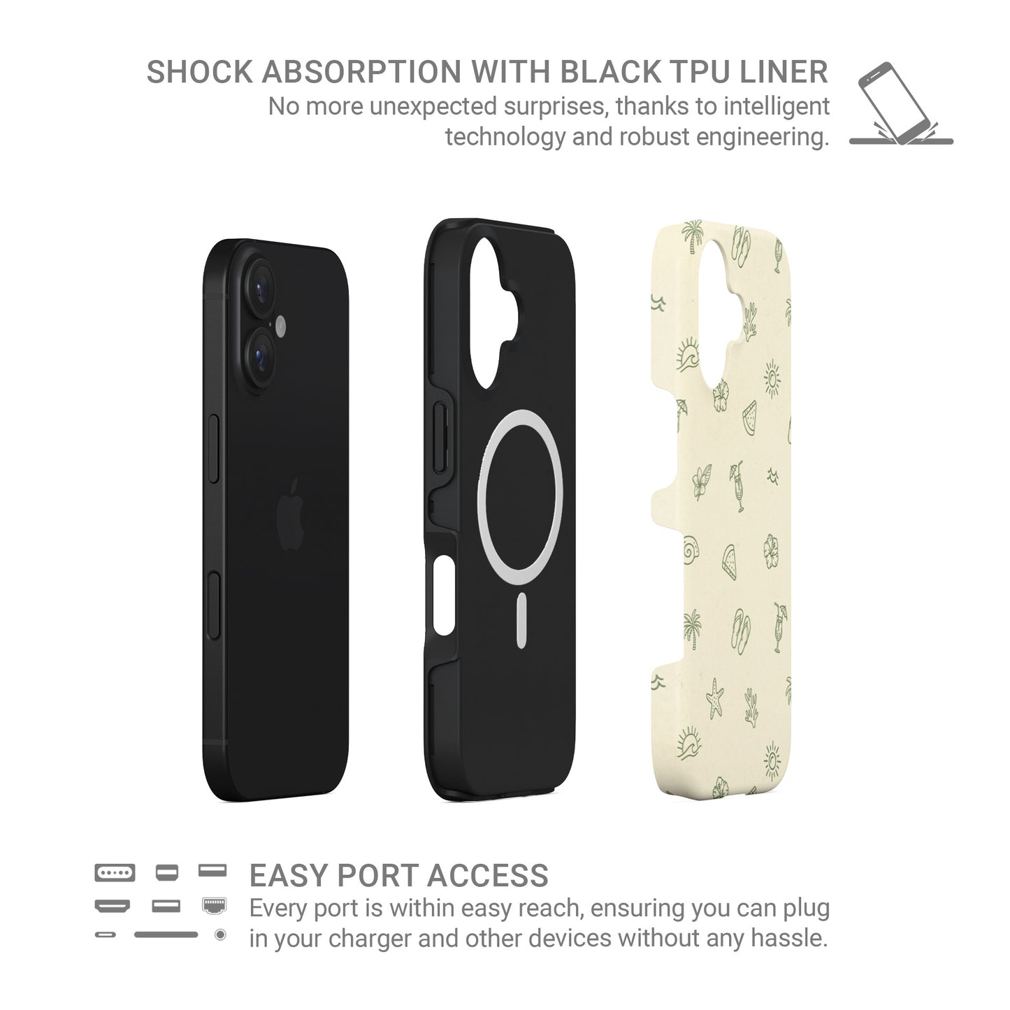 beach aesthetic phone case with tropical icons magsafe tough iphone case