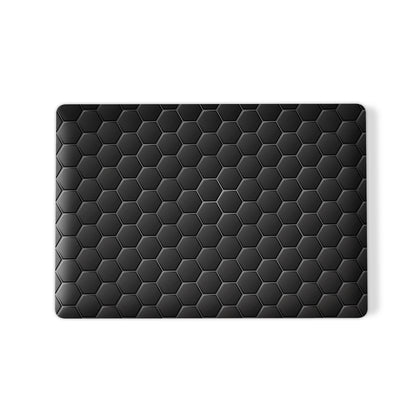 Blackout Circuit MacBook case with black hexagon pattern and slim matte hard shell design