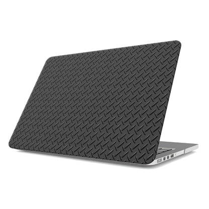 Nightfall Tread MacBook case with dark industrial tread pattern and slim matte hard shell design