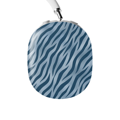 Skylark Canter AirPods Max Covers with deep blue zebra stripes on powder blue from the Wild Atelier collection.