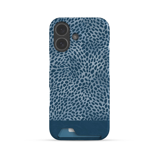 Poppy Blue Card-Holder Case with deep blue animal spots scattered over powder blue from the Wild Atelier collection.

