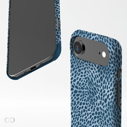 Poppy Blue Card-Holder Case with deep blue animal spots scattered over powder blue from the Wild Atelier collection.
