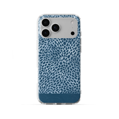 Poppy Blue TPU Clear Case with deep blue animal spots scattered over powder blue from the Wild Atelier collection.
