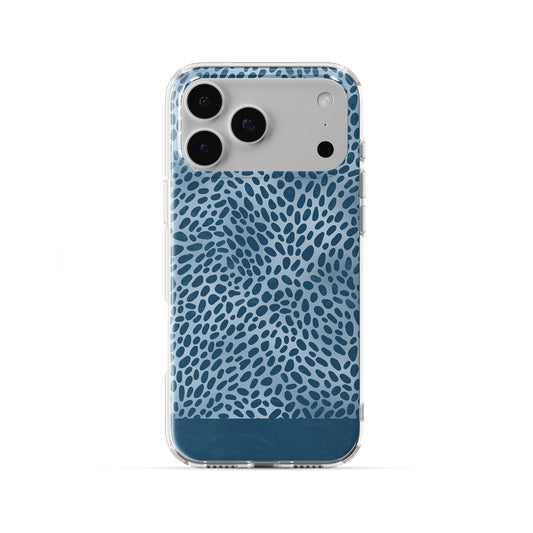 Poppy Blue TPU Clear Case with deep blue animal spots scattered over powder blue from the Wild Atelier collection.
