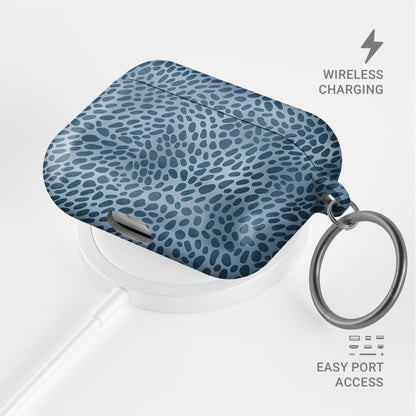 Poppy Blue AirPods Case with deep blue animal spots scattered over powder blue from the Wild Atelier collection.