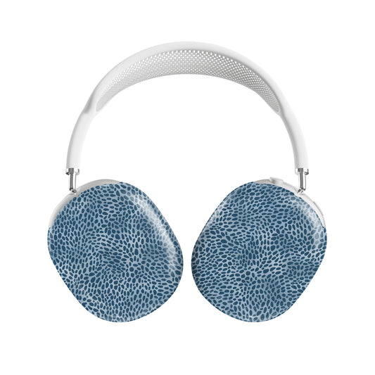 Poppy Blue AirPods Max Covers with deep blue animal spots scattered over powder blue from the Wild Atelier collection.
