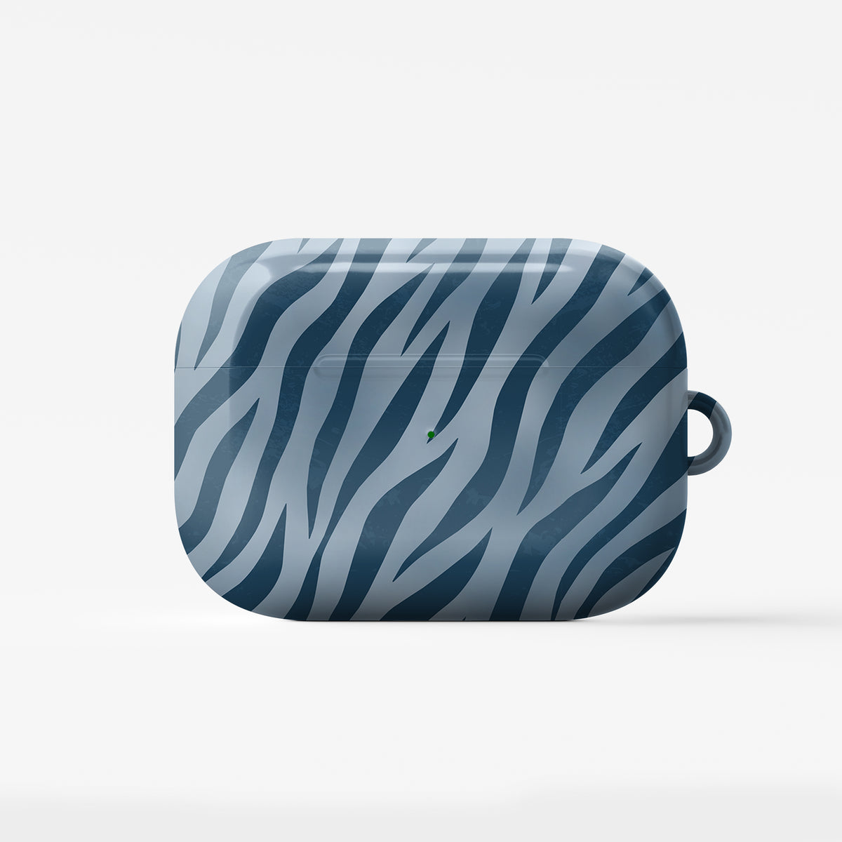 Skylark Canter AirPods Case with deep blue zebra stripes on powder blue from the Wild Atelier collection.