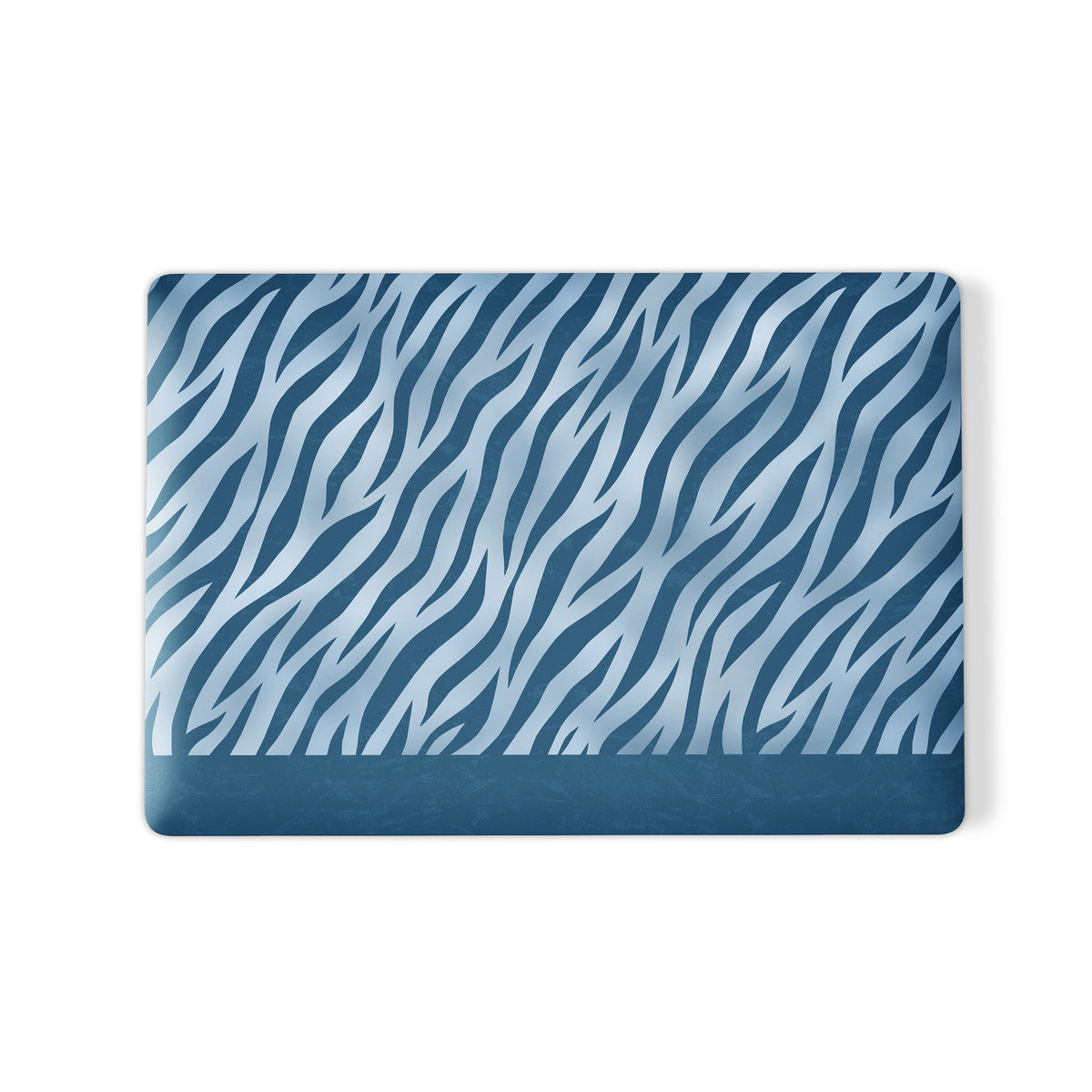 Skylark Canter MacBook Case with deep blue zebra stripes on powder blue from the Wild Atelier collection.