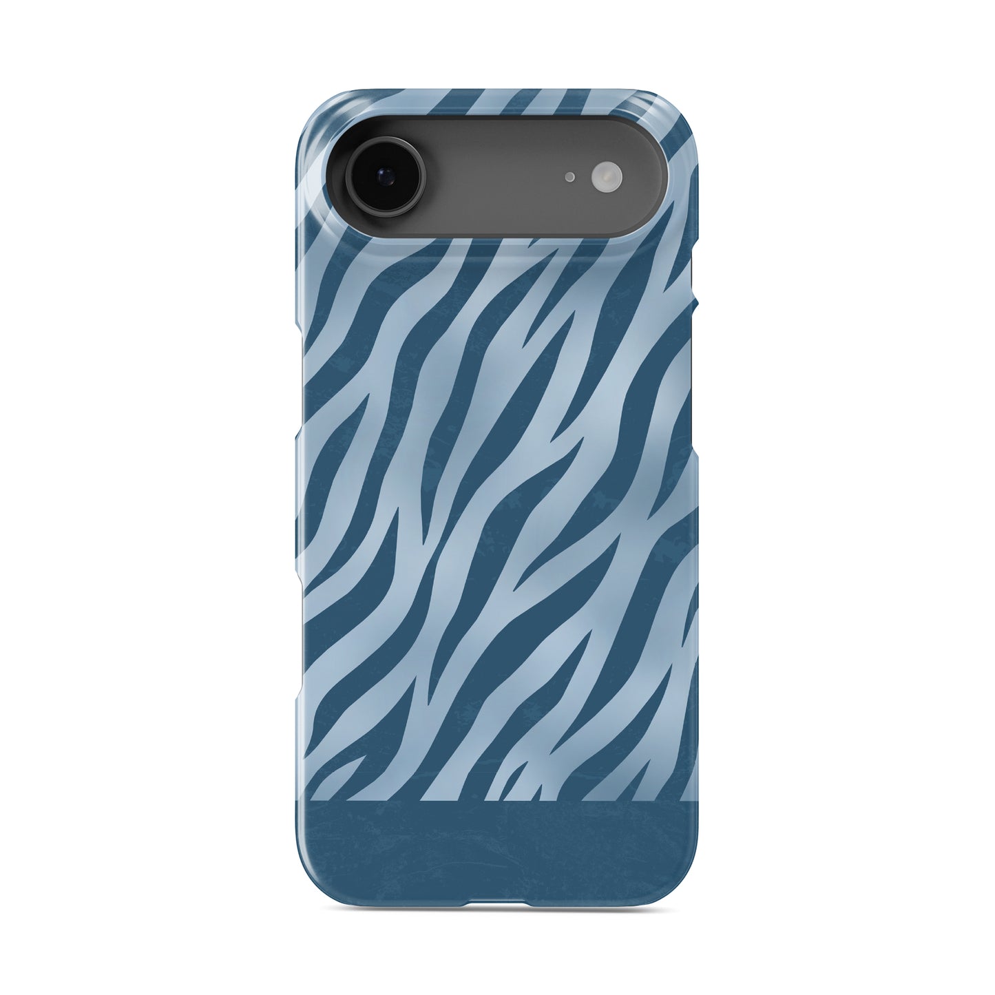 Skylark Canter Snap Phone Case with deep blue zebra stripes on powder blue from the Wild Atelier collection.
