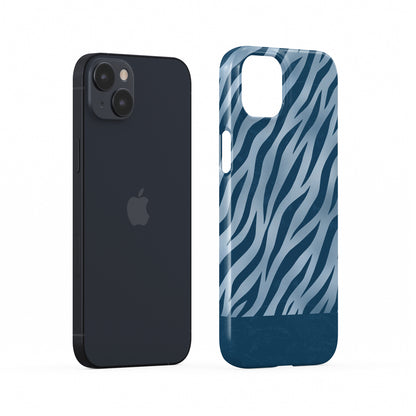 Skylark Canter Snap Phone Case with deep blue zebra stripes on powder blue from the Wild Atelier collection.
