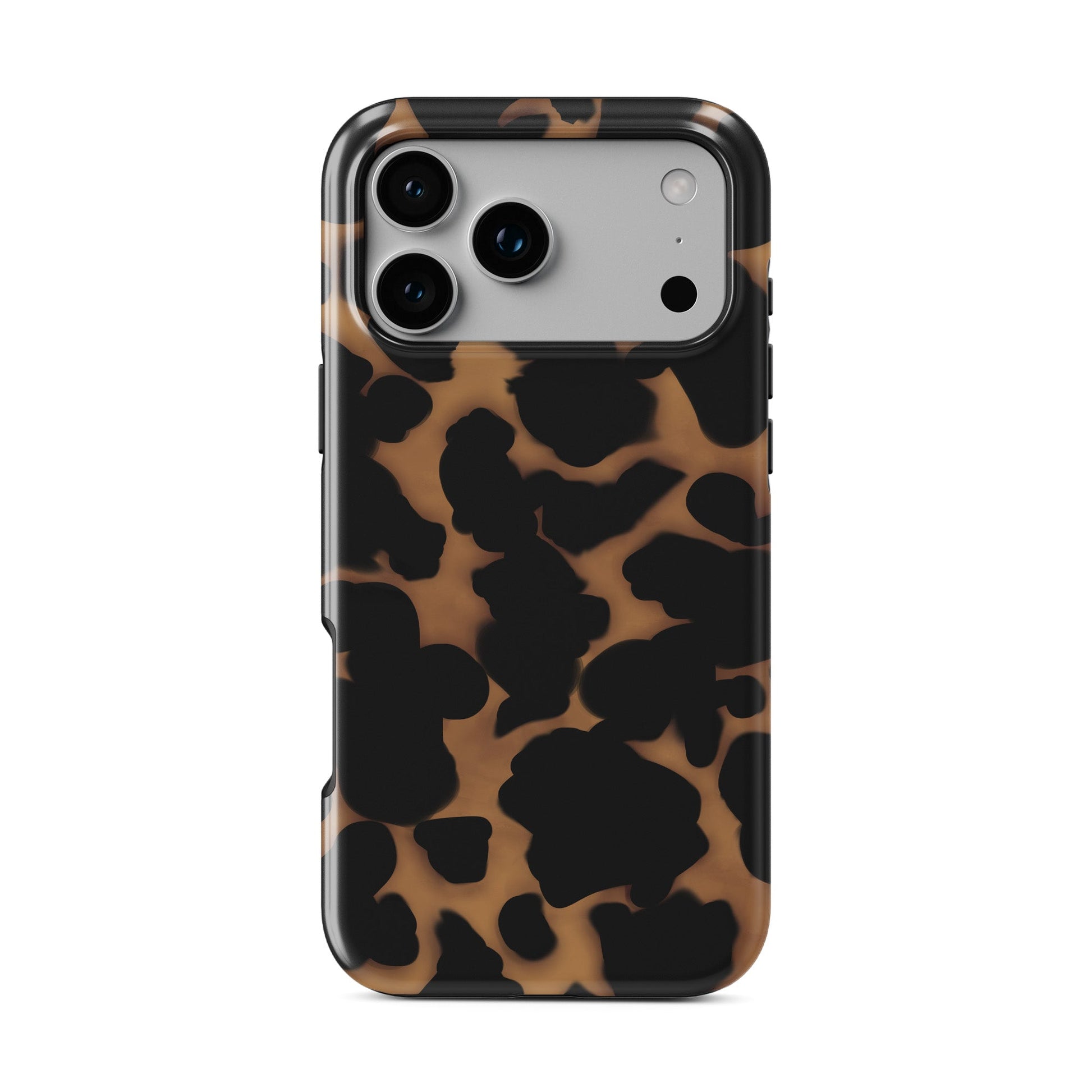 Bronzed Ember MagSafe tough phone case with bronze marble tortoise shell pattern, dual layer build, and magnetic charging compatibility.