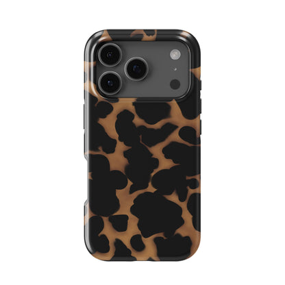 Bronzed Ember tough phone case with bronze animal print, glossy finish, and dual-layer build for stylish everyday protection.