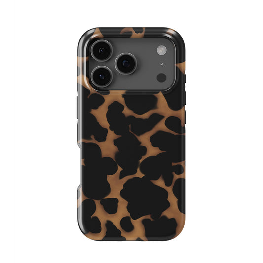 Bronzed Ember tough phone case with bronze animal print, glossy finish, and dual-layer build for stylish everyday protection.