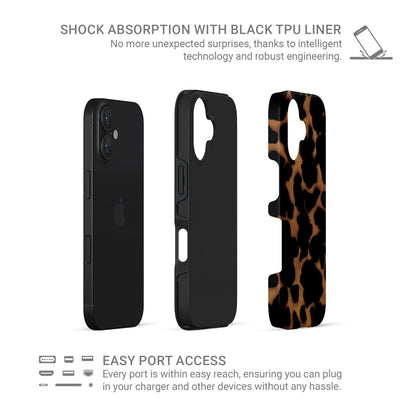 Bronzed Ember tough phone case with bronze animal print, glossy finish, and dual-layer build for stylish everyday protection.
