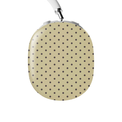Vanilla Truffle AirPods Max Covers featuring oversized creamy vanilla polka dots on a rich cocoa-brown background.