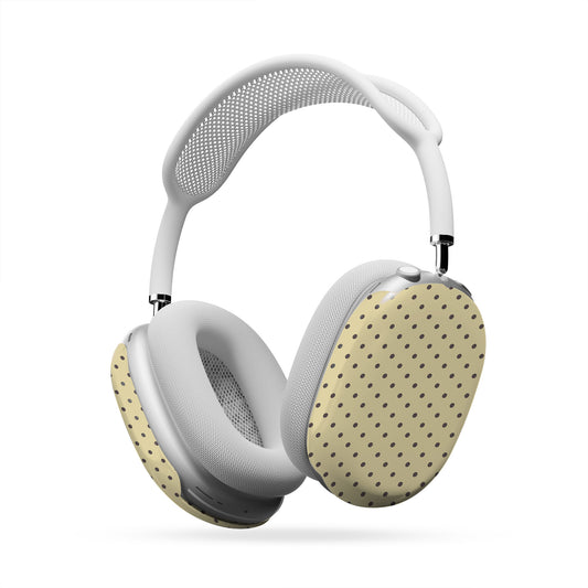 Cocoa Drops AirPods Max Covers featuring small, evenly spaced cocoa-brown polka dots on a creamy vanilla background.