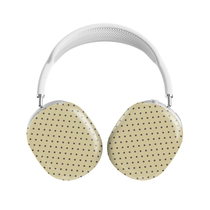 Vanilla Truffle AirPods Max Covers featuring oversized creamy vanilla polka dots on a rich cocoa-brown background.
