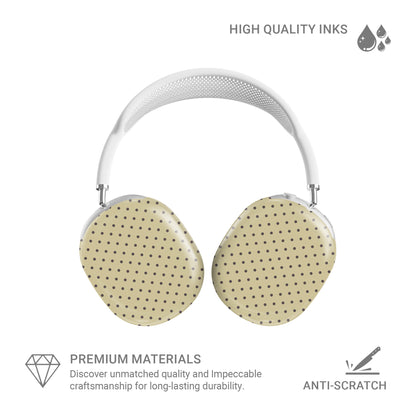 Vanilla Truffle AirPods Max Covers featuring oversized creamy vanilla polka dots on a rich cocoa-brown background.