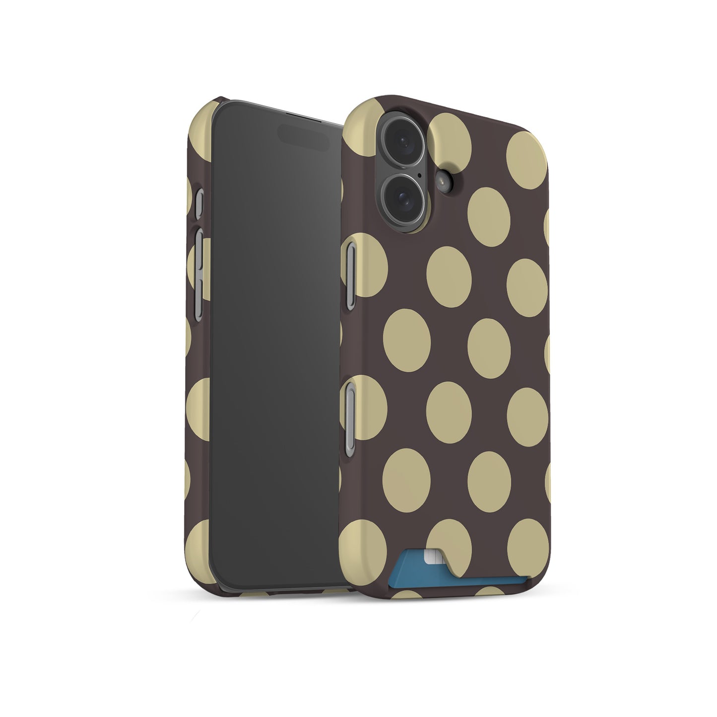 Vanilla Truffle Card Phone Case featuring oversized creamy vanilla polka dots on a rich cocoa-brown background.