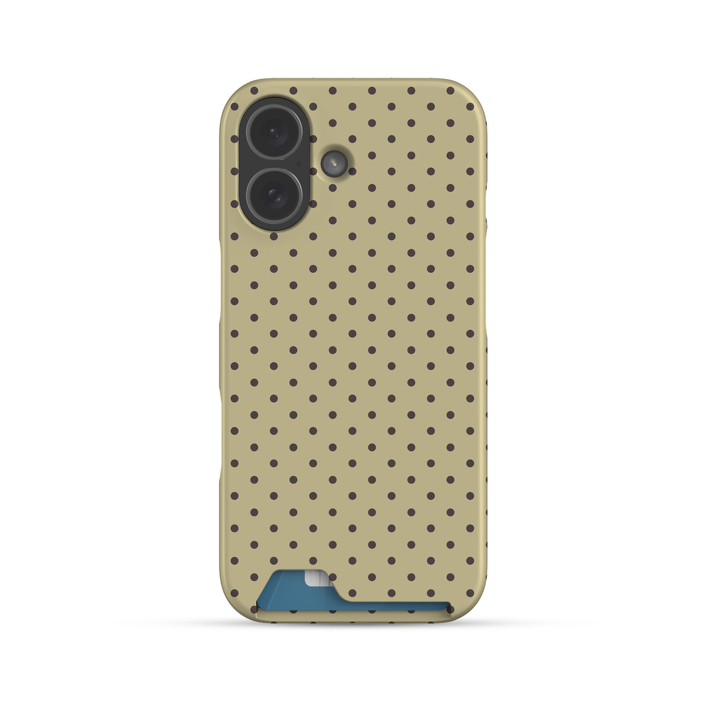 Cocoa Drops Card Phone Case featuring small, evenly spaced cocoa-brown polka dots on a creamy vanilla background.