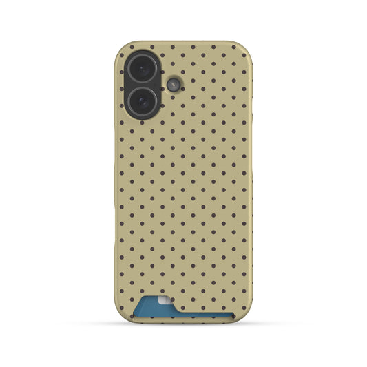 Cocoa Drops Card Phone Case featuring small, evenly spaced cocoa-brown polka dots on a creamy vanilla background.