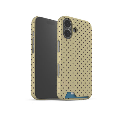 Cocoa Drops Card Phone Case featuring small, evenly spaced cocoa-brown polka dots on a creamy vanilla background.