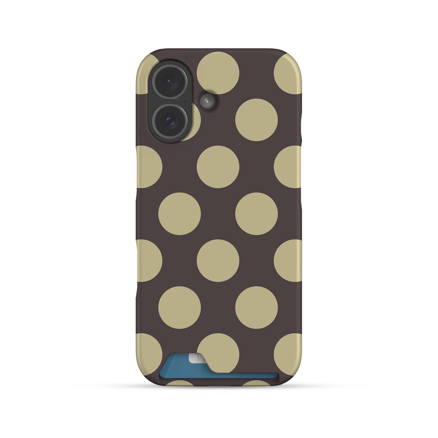 Vanilla Truffle Card Phone Case featuring oversized creamy vanilla polka dots on a rich cocoa-brown background.