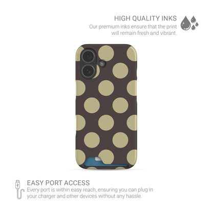 Vanilla Truffle Card Phone Case featuring oversized creamy vanilla polka dots on a rich cocoa-brown background.