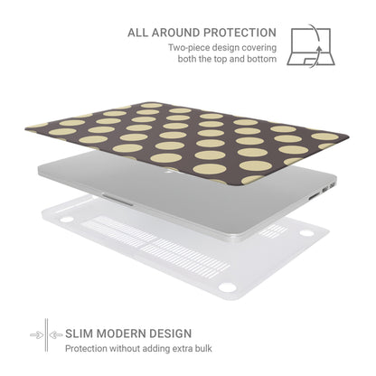 Vanilla Truffle MacBook Case featuring oversized creamy vanilla polka dots on a rich cocoa-brown background.