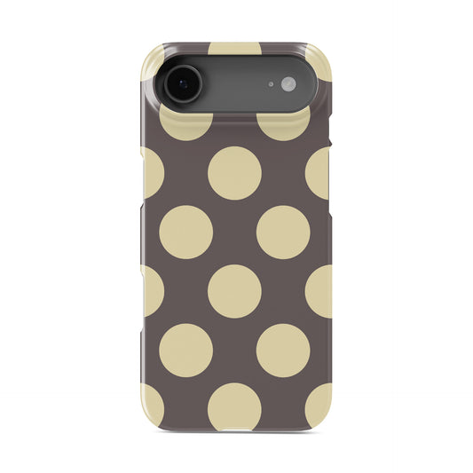 Vanilla Truffle Snap Phone Case featuring oversized creamy vanilla polka dots on a rich cocoa-brown background.
