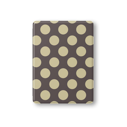 Vanilla Truffle iPad Folio Case featuring oversized creamy vanilla polka dots on a rich cocoa-brown background.