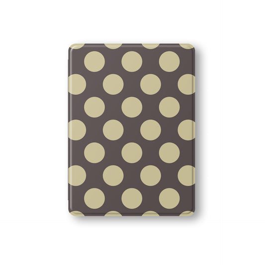 Vanilla Truffle iPad Folio Case featuring oversized creamy vanilla polka dots on a rich cocoa-brown background.