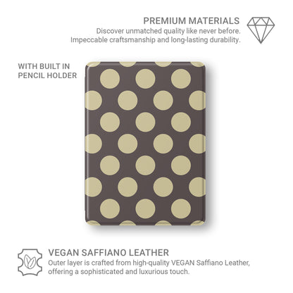 Vanilla Truffle iPad Folio Case featuring oversized creamy vanilla polka dots on a rich cocoa-brown background.
